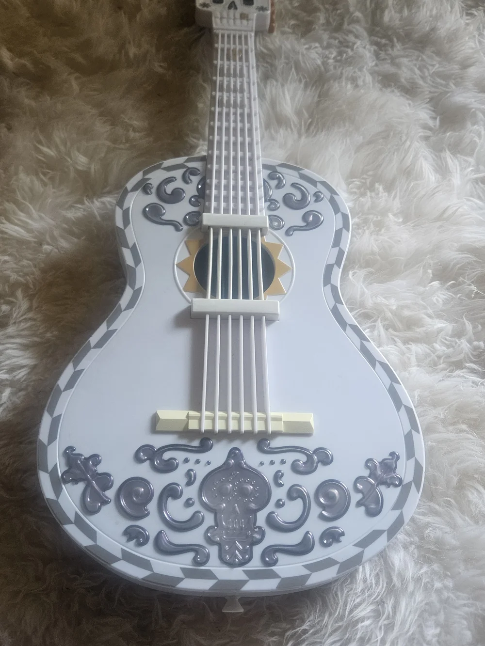 Disney Pixar Coco Interactive Kids Decorative White Toy Guitar with Gray Accents